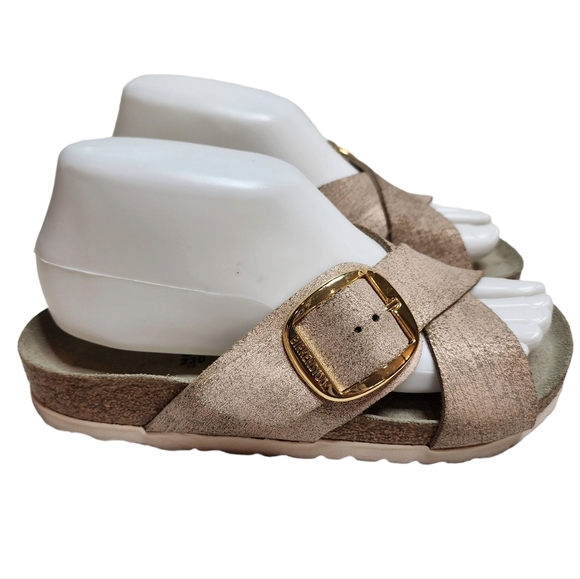 Birkenstock Metallic Rose Gold Siena Big Buckle Cross Strap Sandals Size EU 36 - Picture 2 of 16